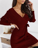 Amfeov Off Shoulder Sweater Dress Women Backless Knitted Jumper Sexy Female Long Sleeve Spring Fall Elegant V Neck See Through Pullover