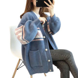 Christmas Gift Womens Sweater Jackets Outerwear Knitting Cardigan Single Breasted Oversized Loose Lady Thicken Warm Female Coats