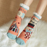 Amfeov Christmas Gift Soft Deer Cat Sheep Christmas Female Designer Sock Silicone Non-slip Women's Slippers Sock Fuzzy Socks Warm Plush Bedroom Women