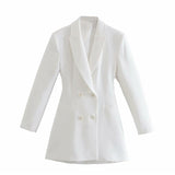 Amfeov White Hollow Out Waist Back Office Ladies Blazer Femme Autumn Spring Jacket Coat  2022 Women Slim Bodycon Blanche Veste New