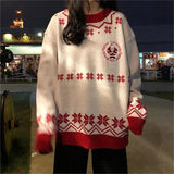 Christmas Gift Christmas Sweaters Women Lovely Retro Chic Ulzzang New Loose Sweet Tops Pullover Autumn Winter All-match Daily Knitted Sweaters