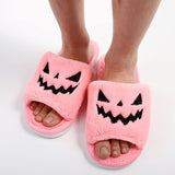 Amfeov 2024 New Purple Halloween Fuzzy House Slippers - Jack O Lantern Pumpkin Shoes Funny Kawaii Slippers For Girls Claquette Femme