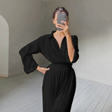 Christmas Gift Pleated Blouse Wide Leg Pants Women Trousers Elegant Casual Palazzo Pants Elastic High Waist Ruched Pants Ladies 2 Pieces Set