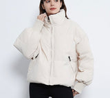 Amfeov 2023 Solid Color Fashion Winter Parka Women Long Sleeve Zipper Thick Warm Parkas Coat Casual Down Jacket With Pockets
