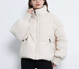 Amfeov 2023 Solid Color Fashion Winter Parka Women Long Sleeve Zipper Thick Warm Parkas Coat Casual Down Jacket With Pockets
