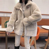 Christmas Gift Faux Mink Fashion Furs Fur Loose Teddy Winter Coat For Female Parka Women Short Thickening Overcoat Fourrure Femme Rabbit Furry