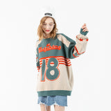 Baseball Uniform Numbers Embroidery Sweater Harajuku Retro Style Knitted Sweater Autumn And Winter Cotton Pullover Top
