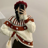 Christmas Gift New Year Christmas Retro Sweater O-Neck Sweaters Early Autumn Japanese  Womens Plus Size Knit Pullover Autumn Dropshipping