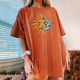 Amfeov 2024 New Summer T-Shirt For Women Vintage Print Woman Tshirts Loose Boyfriend Style Tops Casual Aesthetic Basic Top T-Shirt