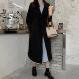 Christmas Gift Aachoae Women Solid Long Trench Coat Double Breasted Elegant Office Coat With Belt Batwing Sleeve Female Casual Jacket Outerwear
