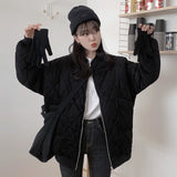 Autumn Winter Korean Style Women Oversize Jackets V-neck Puffer Corduroy Parkas New 2021 Ladies Loose Warm Retro Wild Chic Coat