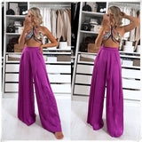 Amfeov Solid Casual Loose Pants Summer Women Summer Oversize Wide Leg Pantalones Fashion Ladies Bottom Outwear Satin Female Trousers