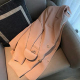 Christmas Gift Women 2021 Fashion Office Wear Double Breasted Pink Blazer Coat Long Sleeve Pockets Female Outerwear Chic Tops