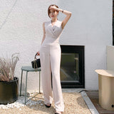 Christmas Gift Elegant  Business Sleeveless Jumpsuits Women  New Wide Leg Long Playsuits Casual Office Lady  Work Wear Rompers