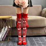 Christmas Gift New Christmas Women Knitted Socks Over-knee Pile Pile with Fur Ball Decoration Keep Warm Winter Clothing Accessory Stocking
