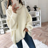 Amfeov Cyber Monday Sales Women's Sweater Turtleneck Pullover Fashion Solid Knitted Sweater Knitwear Top Autumn Winter Loose Jumper Oversized Pullovers