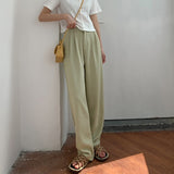 Women Spring Summer Straight Wide Leg Pants Elegant Office Lady Casual Trousers Length 156-166cm
