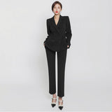 Christmas Gifts Women's Spring Autumn Casual Pant Suit Office Ladies Elegant Formal Wear Two Piece Set Female Fashion Business Trousers Suit