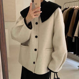 Christmas Gifts 2022 New Fashion Autumn Lapel Single Breasted Solid Coat Women Short Loose Casual Streetwear Tide Manteau Femme