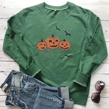 Amfeov Halloween Costume Halloween Pumpkin Sweatshirt Casual Printed, Cute Tee Shirt Graphic Witch Ghost Cotton Solid Thicken Warm Women Lady Fashion Y2k