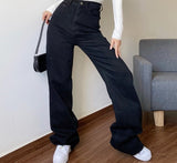 Amfeov Women's Pants Jeans Women High Waist 2022 Fashion Straight Leg Pants Y2k Denim Trousers Loose Baggy Jeans Blue Washed Mom Jeans