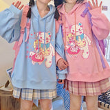 Harajuku Kawaii Hoodie 2021 Fashion Japanese Streetwear Sweet Femme Candy Pink Kawaii Cute Cartoon Print Hoodies