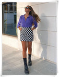 Amfeov White Plaid Checkers Plaid Skirt A Line High Waist Fashion Office Ladies Mini Skirts  2024 Women Faldas Cortos Jupe Femme New