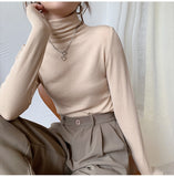 Amfeov 2022 New Autumn Winter Knitting Slim Turtleneck Sweater Solid Bottoming Long Sleeve Minimalist Women Pullover Jumper2022 New Autumn Winter Knitting Slim Turtleneck Sweater Solid Bottoming Long Sleeve Minimalist Women Pullover Jumper