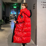 Christmas Gift Bright Jacket Women Fashion Korean X-length Long Puffer Bomber Oversize Parka Plus Size Female Coat Basic Snow Wear Hood Ukraine