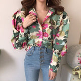 Amfeov Korea Style Vintage New Spring Summer Autumn Hot Selling Women's Fashion Casual Ladies Print Shirts