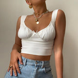 White Crop Top Womens Chain Stitching Halter Top Sleeveless Backless Sexy Tube Cami Female Summer Clothing Fashion Streetwear