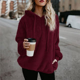 Christmas Gift Women Fleece Hoodies 2021 Long Sleeve Hooded Pullover Sweatshirt Autumn Winter Warm Zipper Pocket Fur Coat Plus Size 5XL