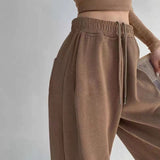 Amfeov 2022 New Arrival Autumn Korean Style Women All-Matched Cotton Ankle-Length Pants Casual Loose Elastic Waist Harem Pants P91
