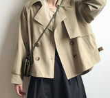 Solid Batwing Long Sleeve Trench Coat Double Breasted Retro Trench Female Asymmetrical Hem Chic Coat Autumn Spring 2021