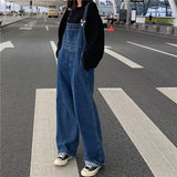 Summer Denim Jumpsuits Women Casual Loose Overalls Korean Style Vintage Long Pants Oversized Wide Leg Jeans Rompers 2021 New