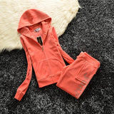 Women 2 Pieces Set Casual Tracksuit Sports Hooded Zipper Sweatshirts Suit 2021 Velet Soft and Comfortable Sweatpants Outfits