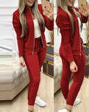 Christmas Gifts Spring Autumn Women 2 Piece Set Outfits Women's Tracksuit Zipper Top And Pants Casual Sport Suit Winter 2 Piece Woman Clothing