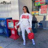 Amfeov Letter Print Ladies Tracksuit Female 2 Two Piece Set Women Outfits Oversized Hoodie Joggers Sweat Pants Suit Matching Sets
