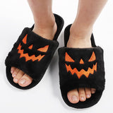 Amfeov 2024 New Purple Halloween Fuzzy House Slippers - Jack O Lantern Pumpkin Shoes Funny Kawaii Slippers For Girls Claquette Femme