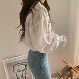 Embroidery Lace Shirt Plus Size Spring Women Long Sleeve Linen Cotton Girls Blouse Femme Casual White Tops Women Blouses