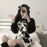 Amfeov hoco dresses QWEEK Cow Print Slip Dress Women 2024 Fashion Sexy Bodycon Dress Women Summer Sundresses Streetwear Women Korean Trendy Dress