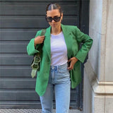 Christmas Gift PUWD Casual Woman Green Long Sleeve Blazer 2021 Spring Fashion Ladies Loose Streetwear Outwear Female Elegant Solid Button Jacke