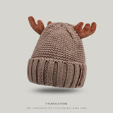 Christmas Gift Christmas Knitted Hat Deer Horn Woolen Hat Plus Velvet Thick Warm Ear Protection Knitted Hat Merry Christmas