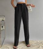 Spring New Office Lady High Quality Elegant Casual Fashion Wide Leg Women Female Pants Hot Sales