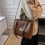 Amfeov Vintage Soft Large Work Women Handbags New 2022 Trend Short Handle Brand Designer Simple Ladies Shoulder Crossbody Bags