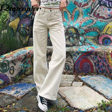 Wide Jeans Baggy Pockets Zipper Cargo Pants Y2K Aesthetic Deinm Pants Fahion Mom Pants Women Korean Vintage Trousers