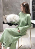 Amfeov Women Winter Knit Dresses 2022 Europe Long Sleeve O-Collar Casual Loose Warm Maxi Sweater Dress Plus Size Women's Clothing