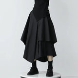 Japanese Gothic Irregular High-Waist Pleated Skirt Women Black Harajuku Punk Cargo Skirt 2021 Summer Vintage Clothing Long Saia