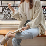 Christmas Gift Deeptown Thick Sweater Women Oversized V-Neck Cardigans Spring Autumn Chic Knitted Loose Tops Casual Fashion Female Warm Coat