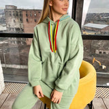 Women's Fleece Pullover Hooded Sweatershirt Plus Pants Suit Ladies Solid Casual Sports Two-Piece Set 2021 Autumn Winter New